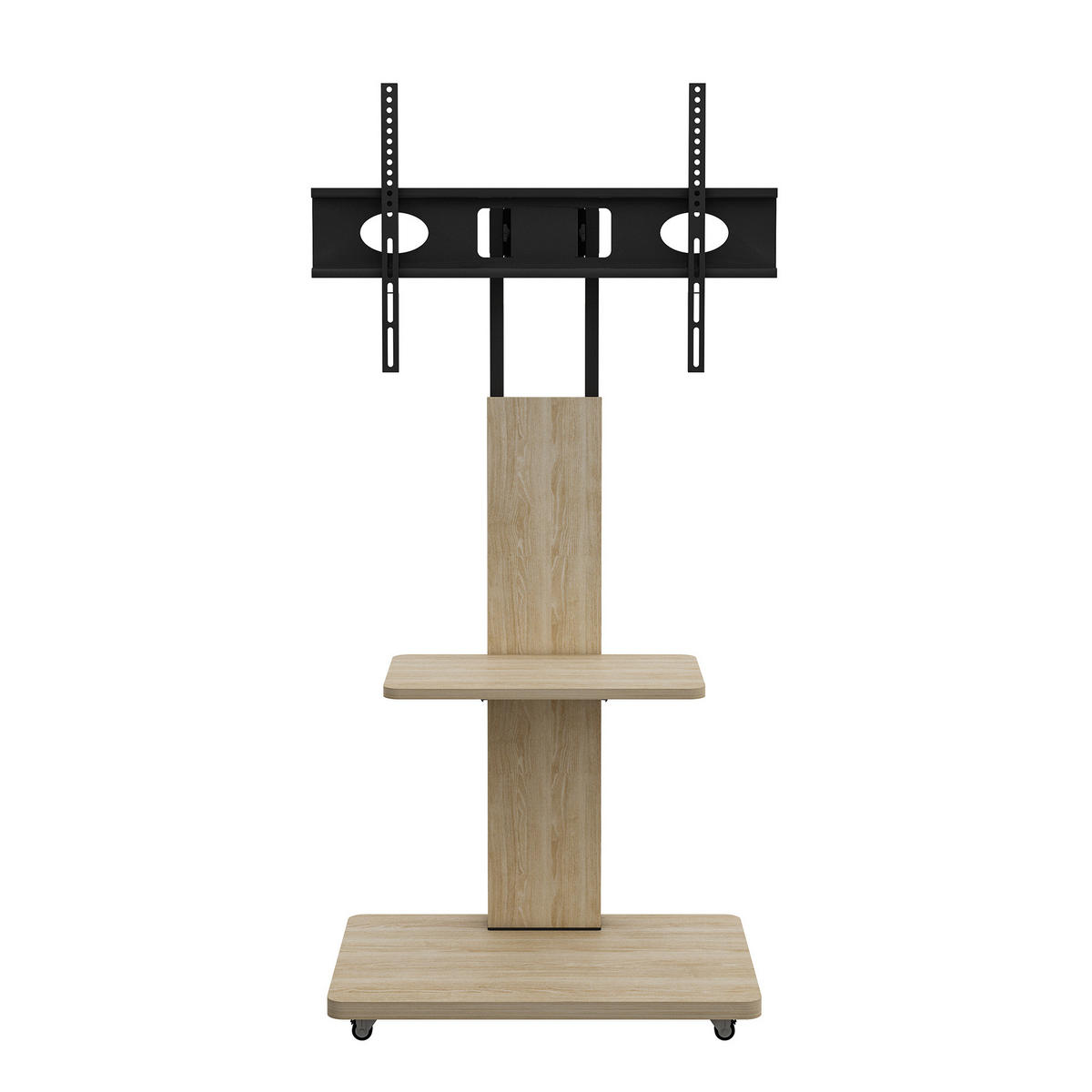 TV-STÄNDER aus MDF und Metall 60x40x150 cm Naturfarben höhenverstellbar mit Rollen und schwenkbarer Halterung - Hellbraun, Holzwerkstoff (60/150/40cm) - Modfu