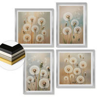 WANDBILDER 4er Set - 50x50 cm & 40x60 cm Silberner Rahmen - Pastellfarbene Löwenzahnblüten - Silberfarben, Kunststoff (50/50cm) - ArtPrintCave