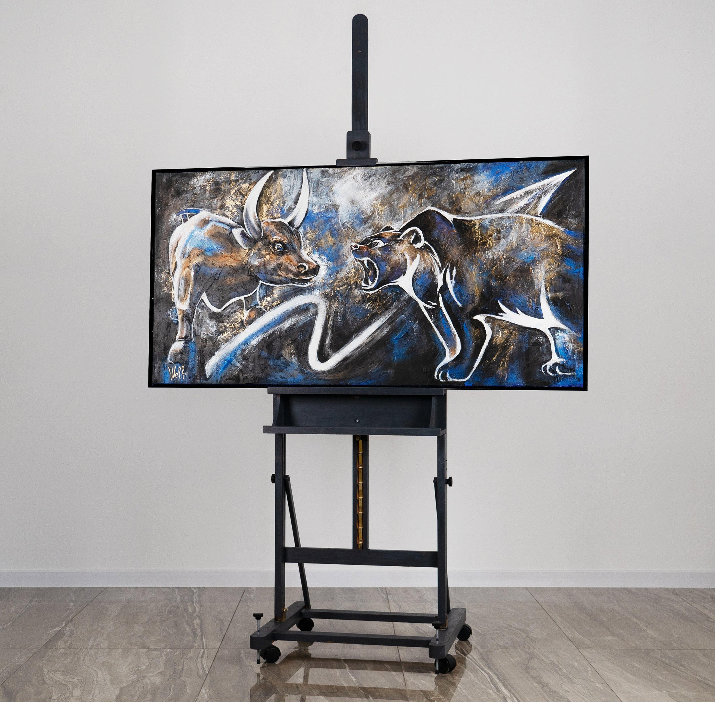 GEMÄLDE Börse Schattenfugenrahmen Schwarz 160x80 cm - Schwarz, Holz (160/80cm) - YS-art gallery