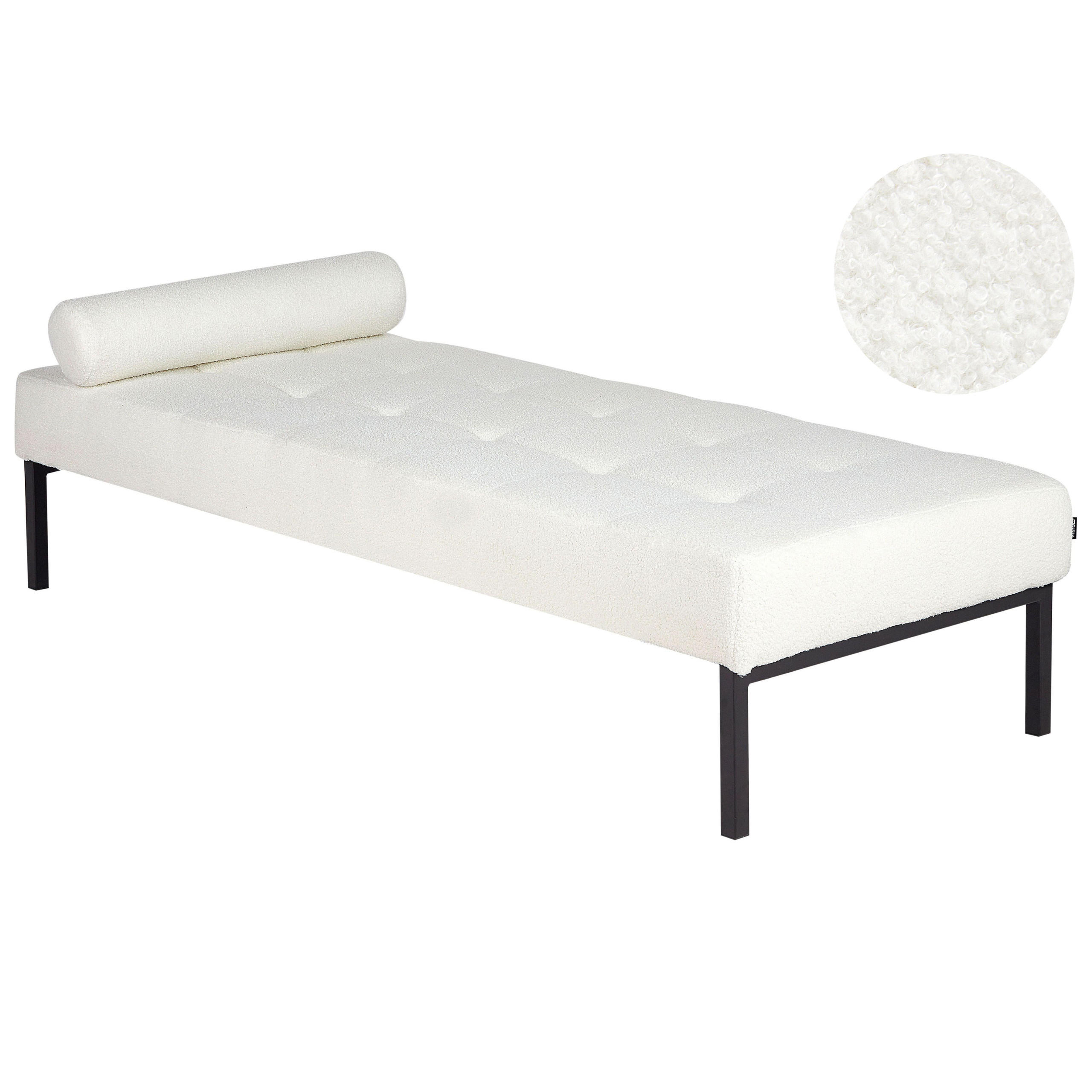 CHAISELONGUE Bouclé Weiß Chinon - Schwarz/Weiß, Textil (178/41/73cm) - Beliani