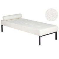ČALOUNĚNÉ LEHÁTKO CHAISE LONGUE Bouclé Bílé Chinon - bílá/černá, textil (178/41/73cm) - Beliani
