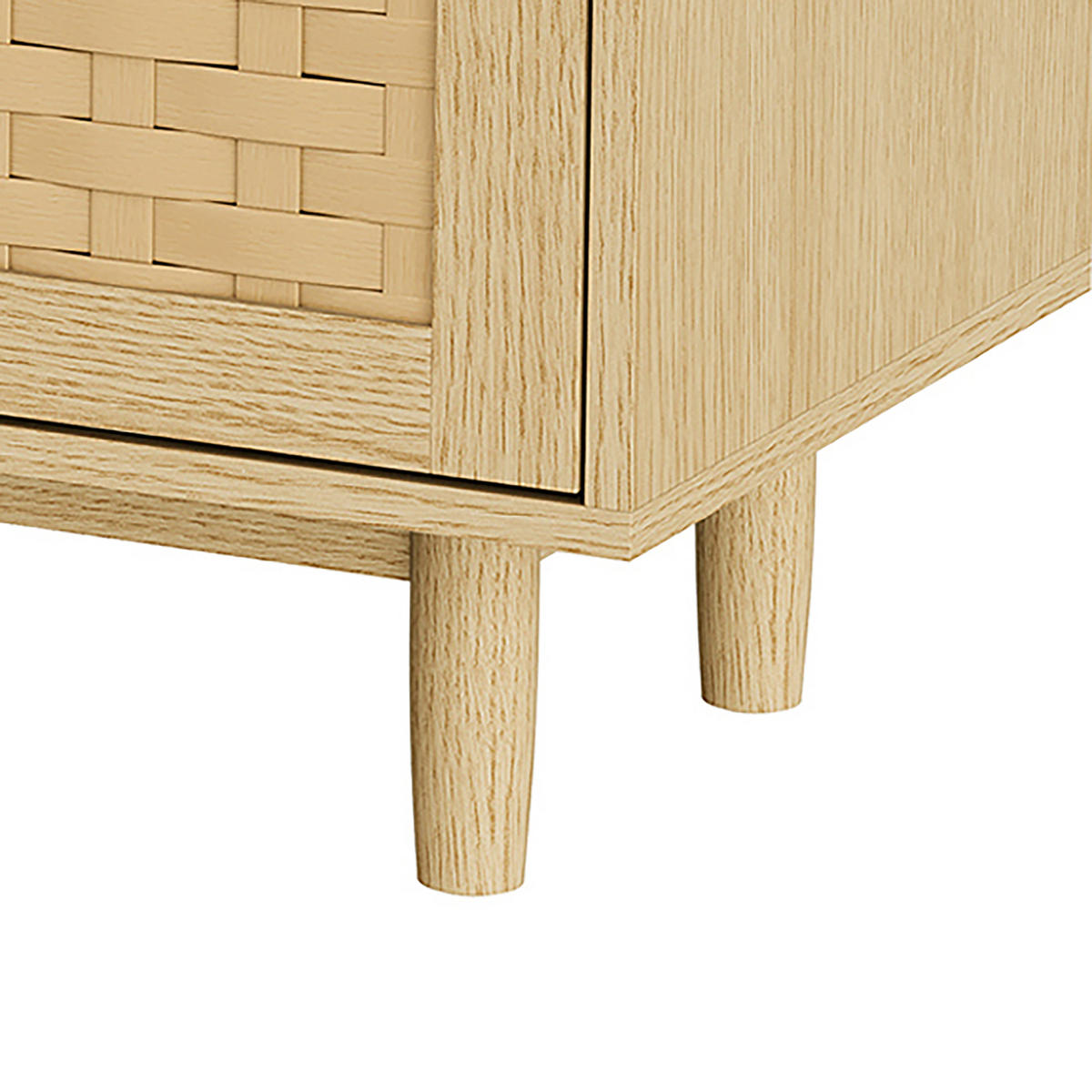 KOMMODE Japandi mit 6 Schubladen in Rattan-Optik 115/40/80 cm Eiche-Dekor - Eichefarben, Holzwerkstoff (115/80/40cm) - Creahappy