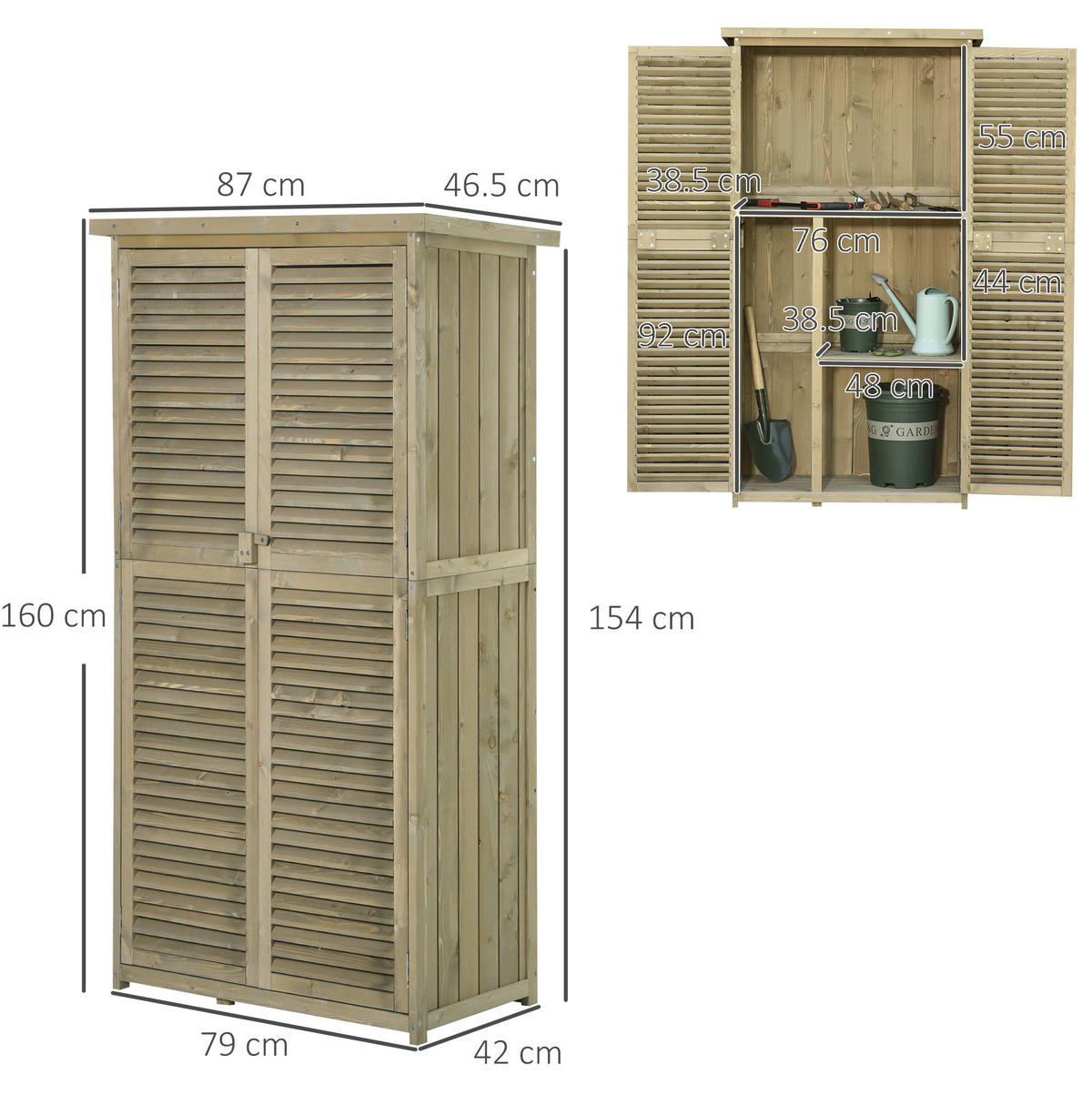 GARTENKOMMODE 87/160/46,5 cm Grau aus Holz mit Lamellentüren - Grau, Holz (46.5/160/87cm) - OKMYHOME
