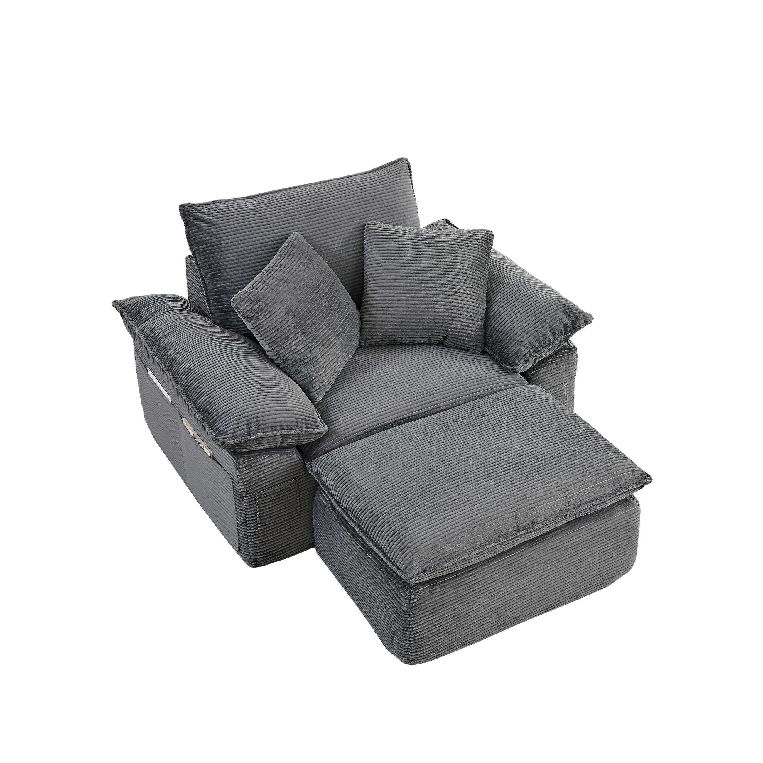 SESSEL DE-35049 mit Fußstütze Hellgrau - Hellgrau, Textil (125/65/156cm) - ComfortXL