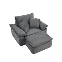 SESSEL DE-35049 mit Fußstütze Hellgrau - Hellgrau, Textil (125/65/156cm) - ComfortXL