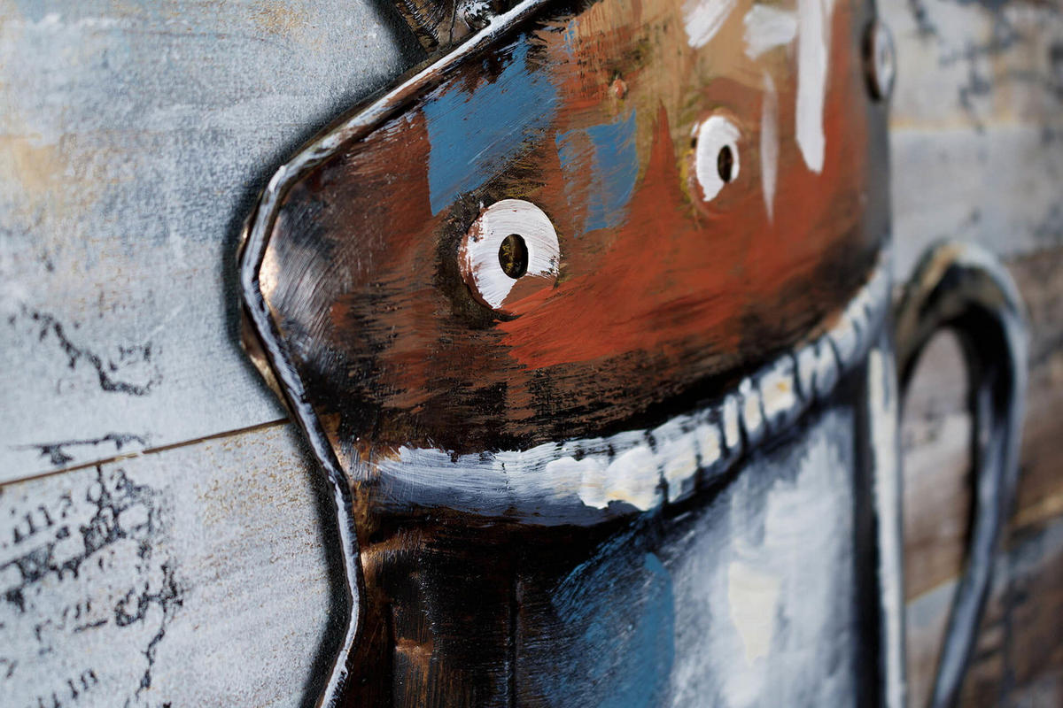 HOLZBILD Silber 60/60 cm - Silberfarben/Braun, Holz/Metall (3/60cm) - KUNSTLOFT