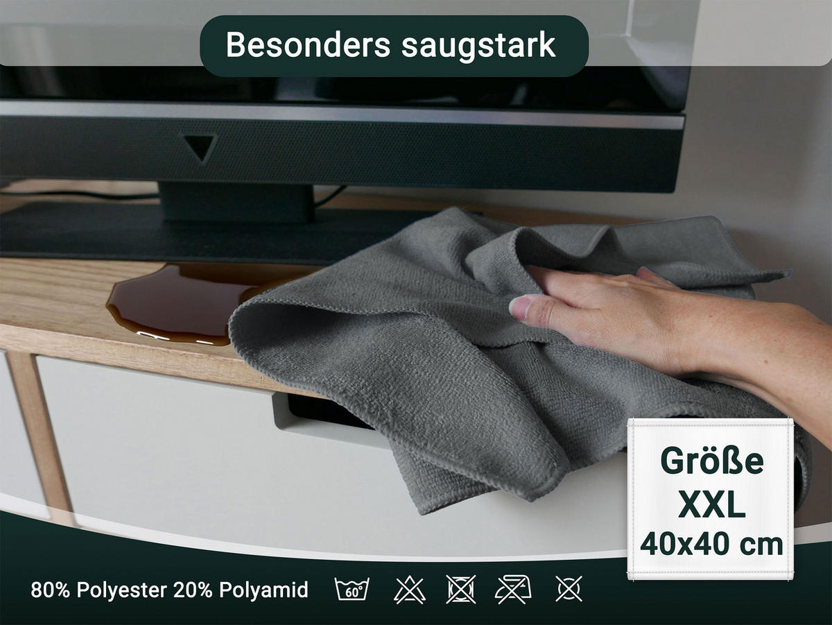 REINIGUNGSTÜCHER, 30er-Set, 40 x 40 cm, 80% Polyester, 20% Polyamid, Schwarz - Anthrazit, Textil (40/40cm) - Zollner