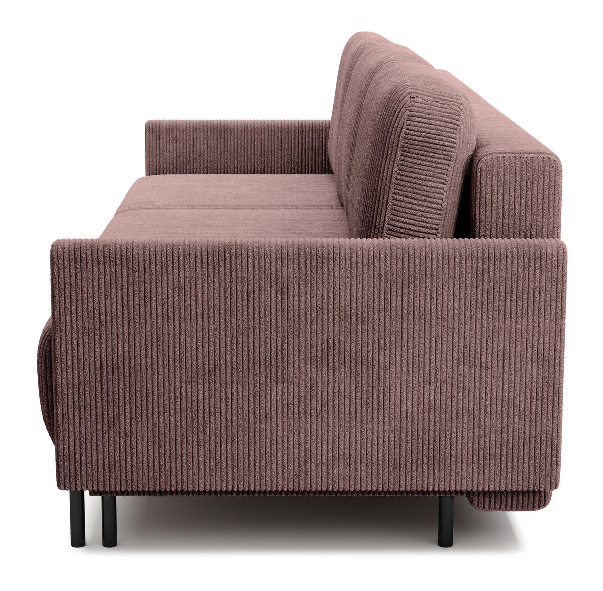 SCHLAFSOFA Hamiel Lila Cordbezug 212 cm - Flieder/Schwarz, Holz/Textil (212/87/97cm) - Selsey
