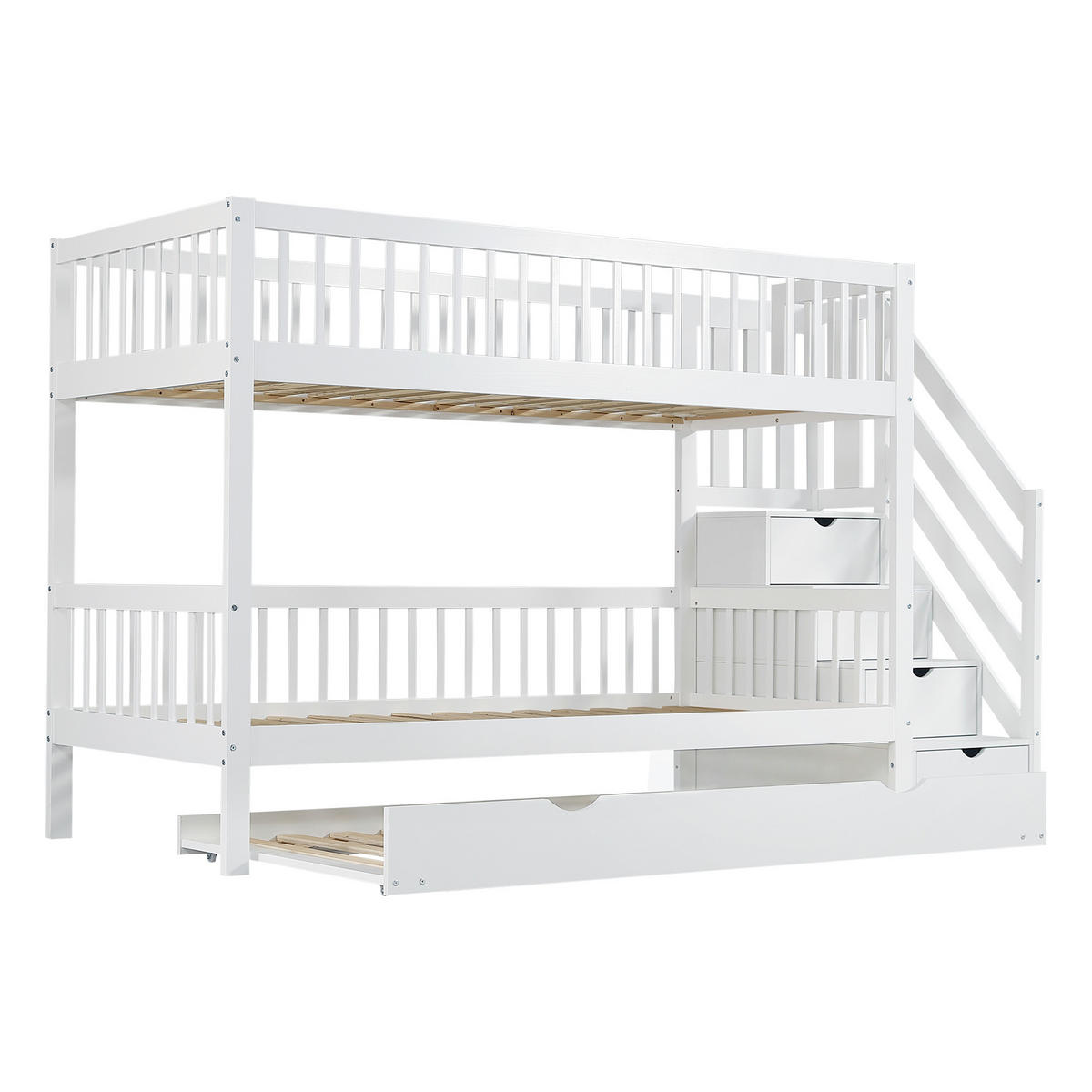 ETAGENBETT 90/200 cm + 90/190 cm Weiß - Weiß, Holz/Holzwerkstoff - Raumix