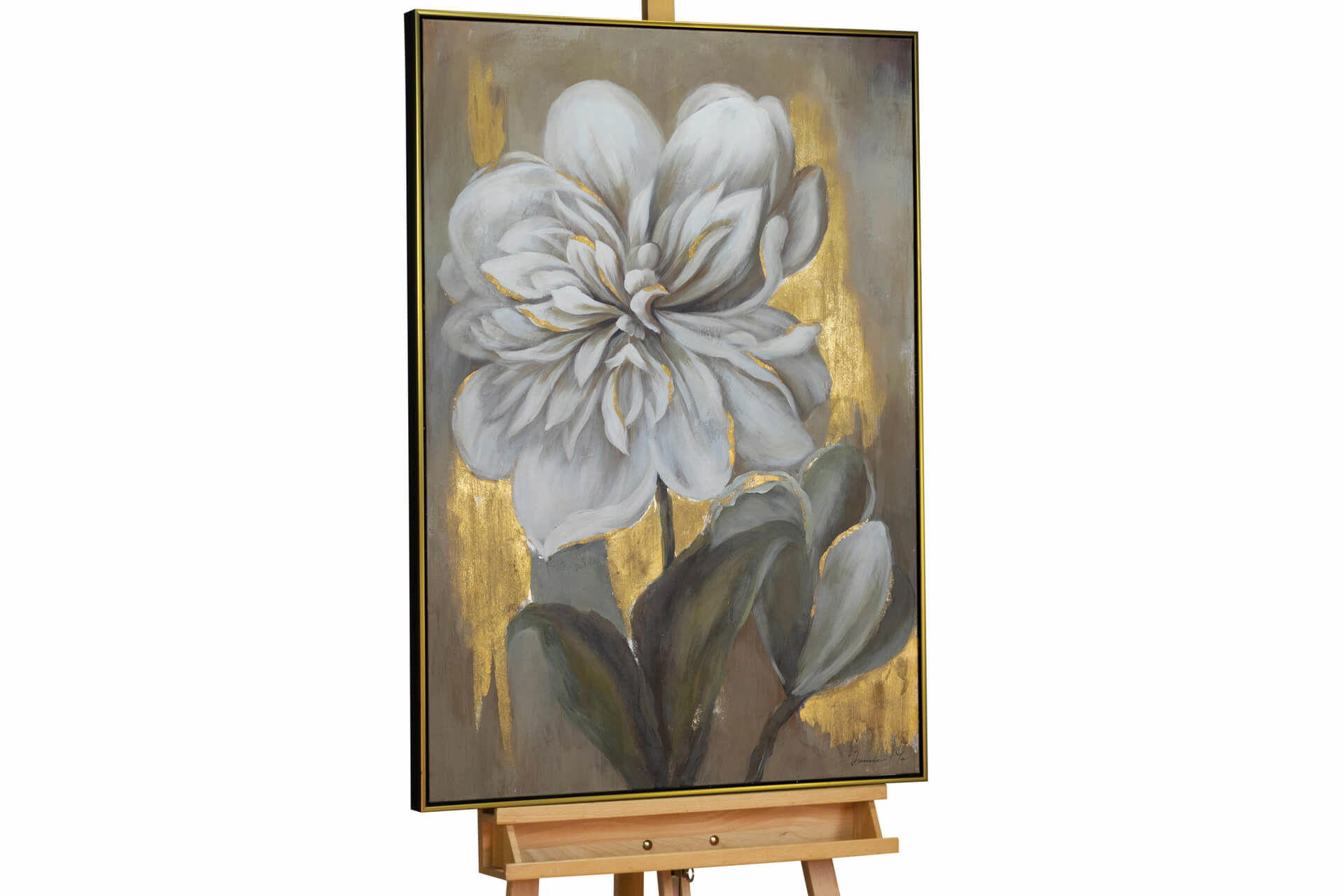 ACRYLBILD HANDGEMALT Weiß 78/103 cm - Beige/Weiß, Textil (77.5/102.5cm) - KUNSTLOFT