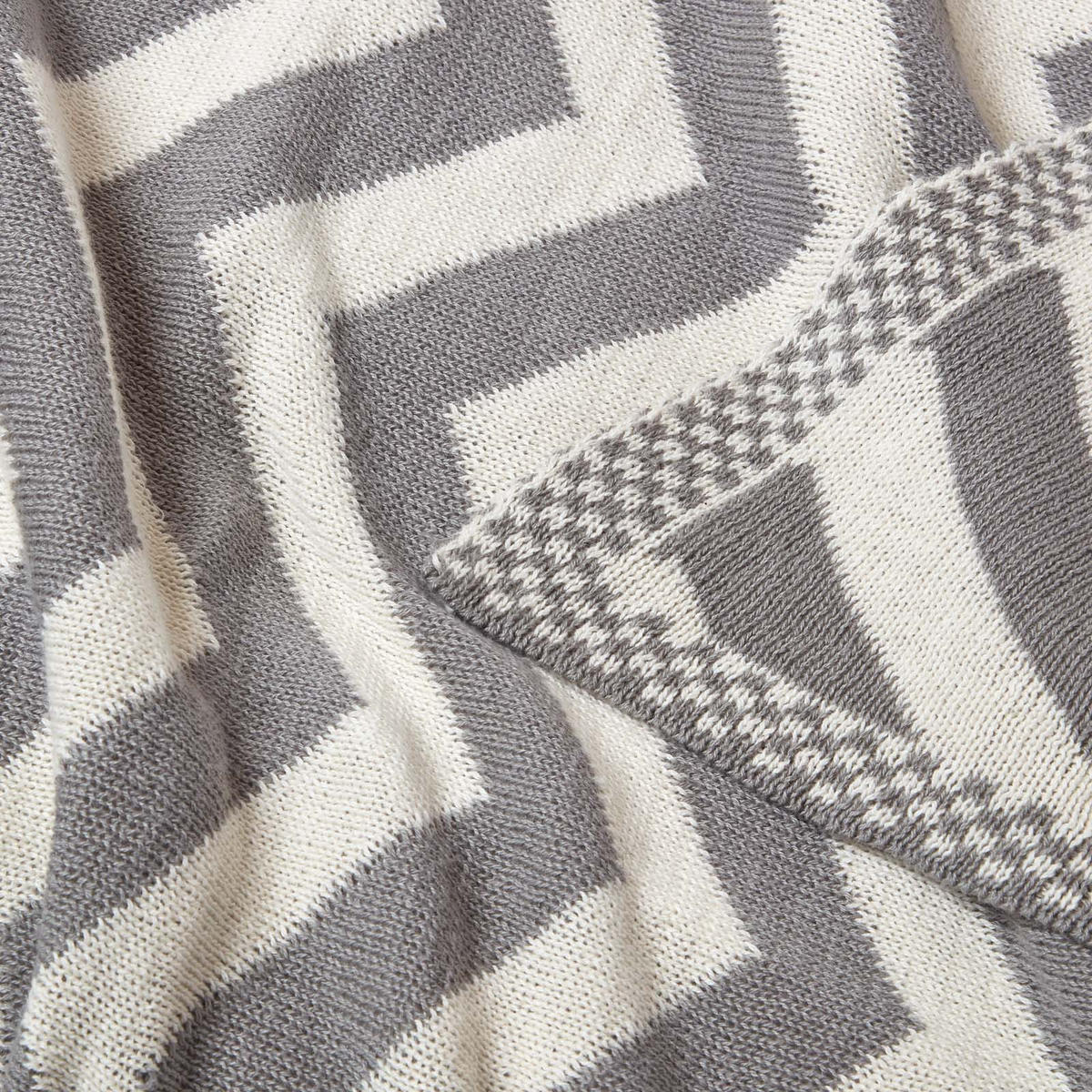 STRICKDECKE 150/200 cm, Zickzack-Muster Baumwolle - Grau, Textil (150/200cm) - Homescapes