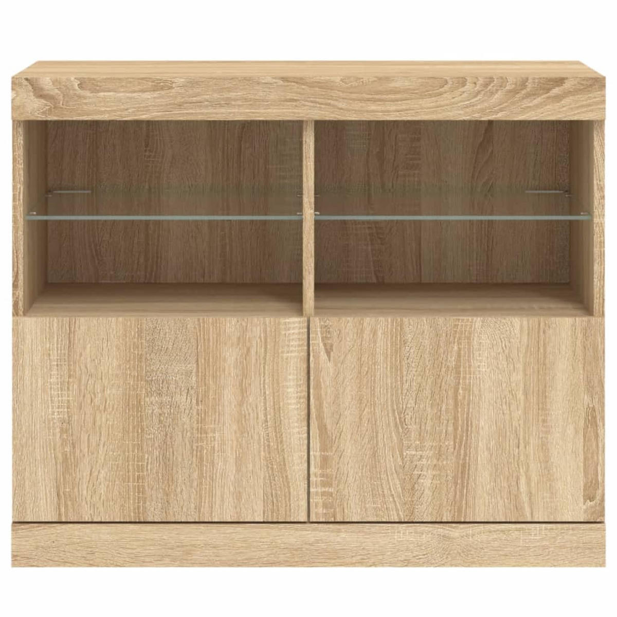 SIDEBOARD mit LED-Licht, 2 Türen 81/37/67 cm aus Holzwerkstoff Sonoma-Eiche Dekor - Sonoma Eiche, Holz (81/67/37cm) - vidaXL
