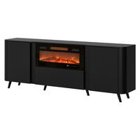 COMODĂ Volare 200 EF cu Semineu - negru, material plastic/compozit lemnos (200/76/39cm) - MIRJAN24