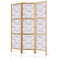 PARAVENT Japanischer 3-tlg 135x172 cm Violette Fische - Lila, Holz/Textil (135/172/3cm) - Muralo