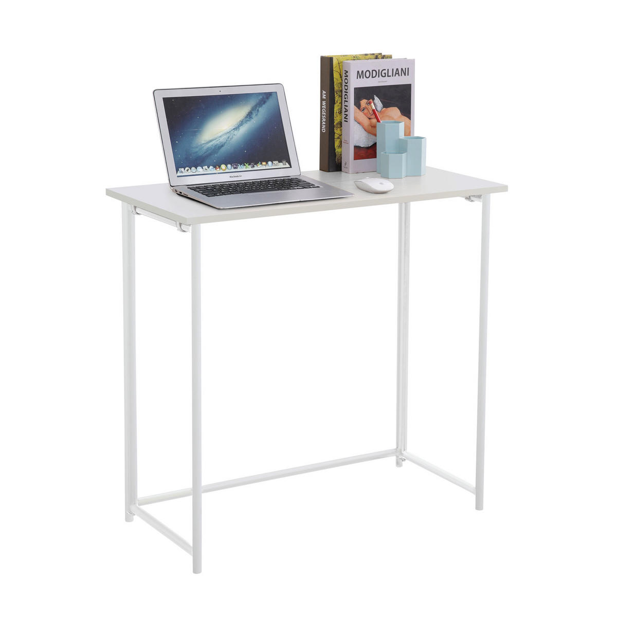 SCHREIBTISCH Klappbar Schmal Platzsparend Mehrzweck-Computertisch 80x40x76cm Weiß - Weiß, Holz (40/80/76cm) - SVITA
