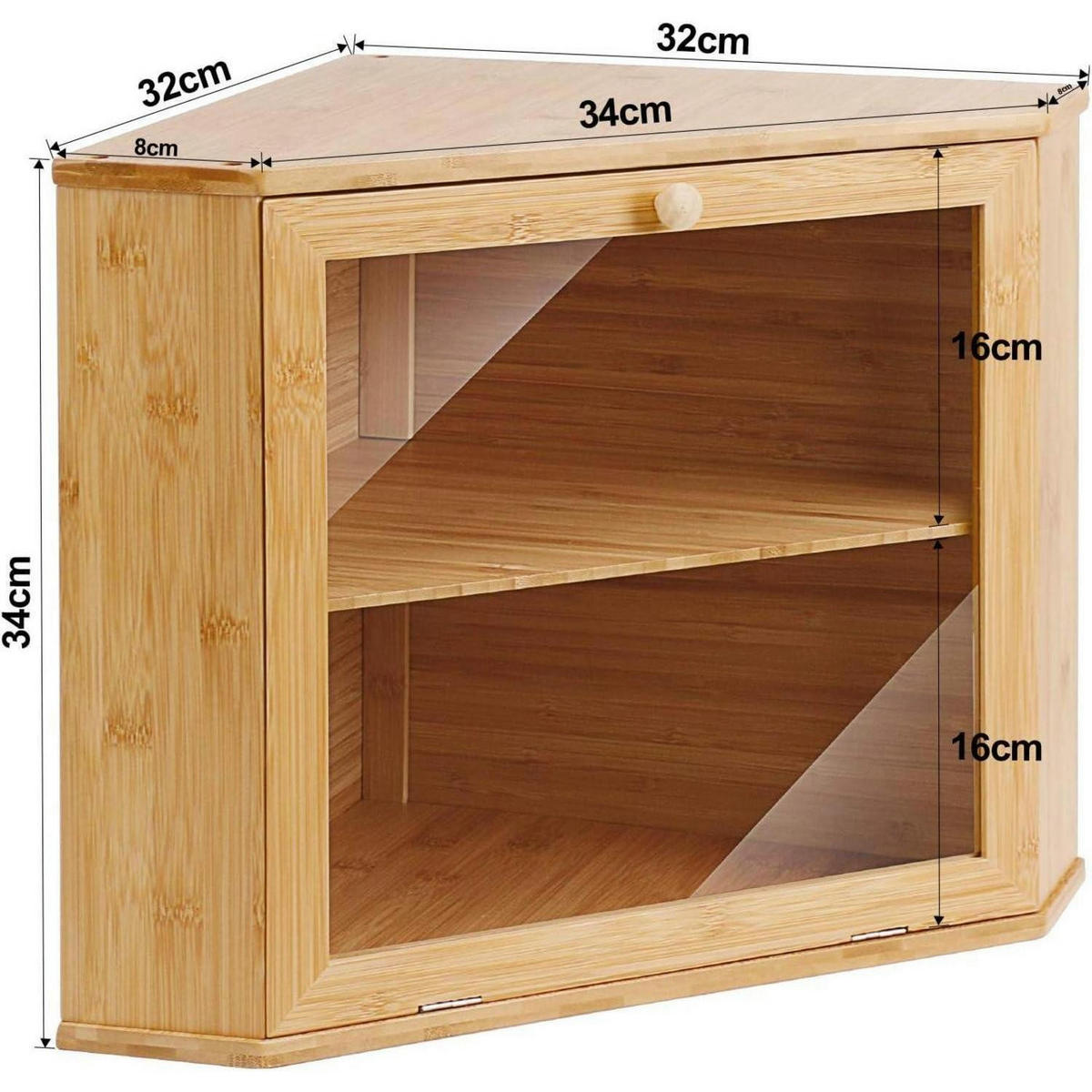 BROTKASTEN Bambus 2 Etagen 32 x 32 x 34 cm - Hellbraun, Naturmaterialien (32/34/32cm)