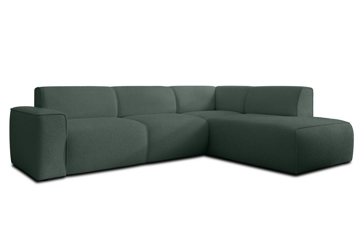 ECKSOFA L Form Didim Grün 292/220/78 cm – großes Sofa stilvoll & bequem R - Schwarz/Grün, Kunststoff/Textil (292/220cm) - AX Living