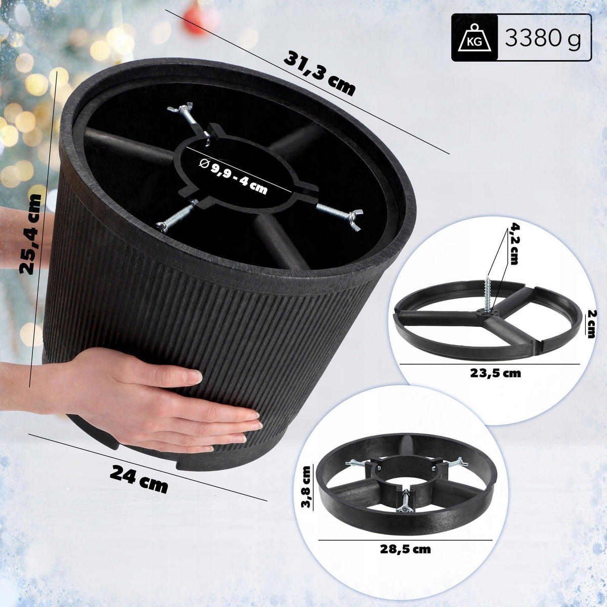 KADAX Großer Weihnachtsbaumständer, Weihnachtsbaumständer, 2,5 m - Grün, Kunststoff (25.4cm) - KADAX