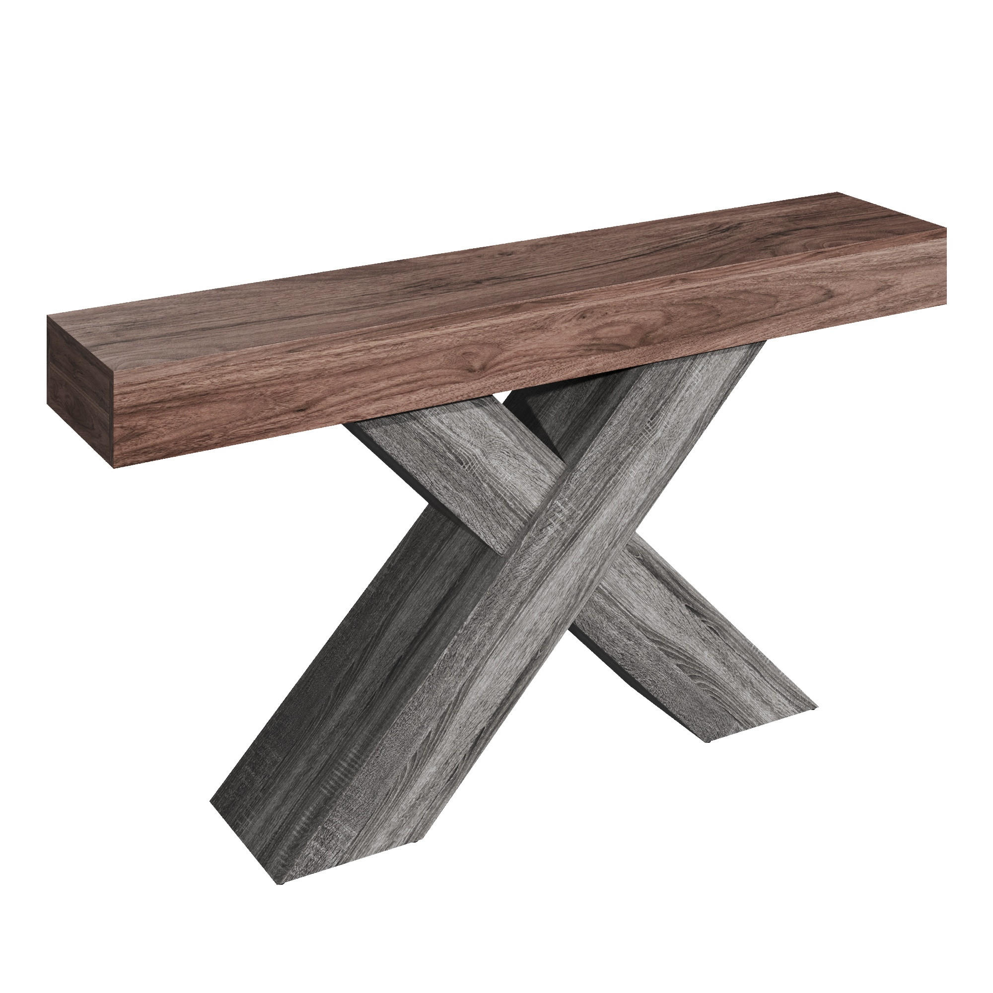 KONSOLENTISCH DE-37066 mit X-förmigen Beinen Nussbaum - Walnussfarben, Holzwerkstoff (140/30/80cm) - ComfortXL