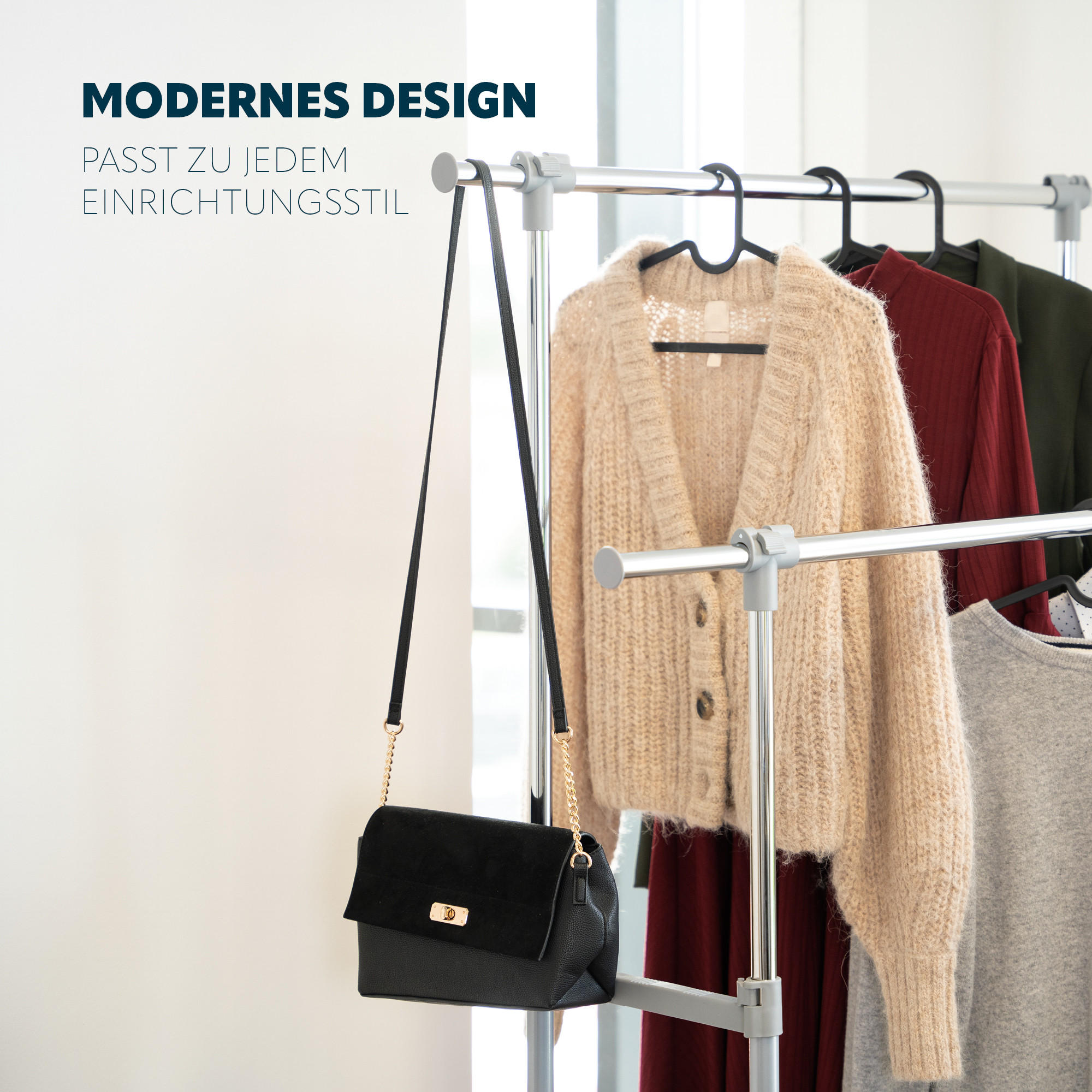 Thumbnail - bremermann Kleiderstange,, Grau, Metall, 129x163.5x42 cm, Garderobe, Garderobenständer