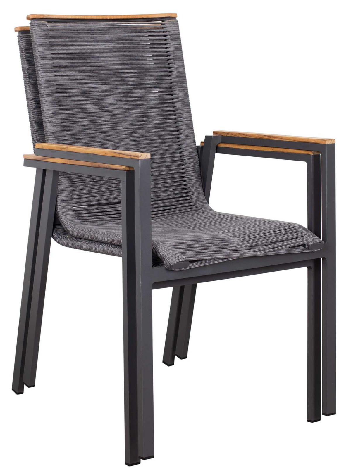 GARTENMÖBELSET Diningsessel Alicante mit Tisch Malaga 120 cm - Grau, Metall - Mr. Deko