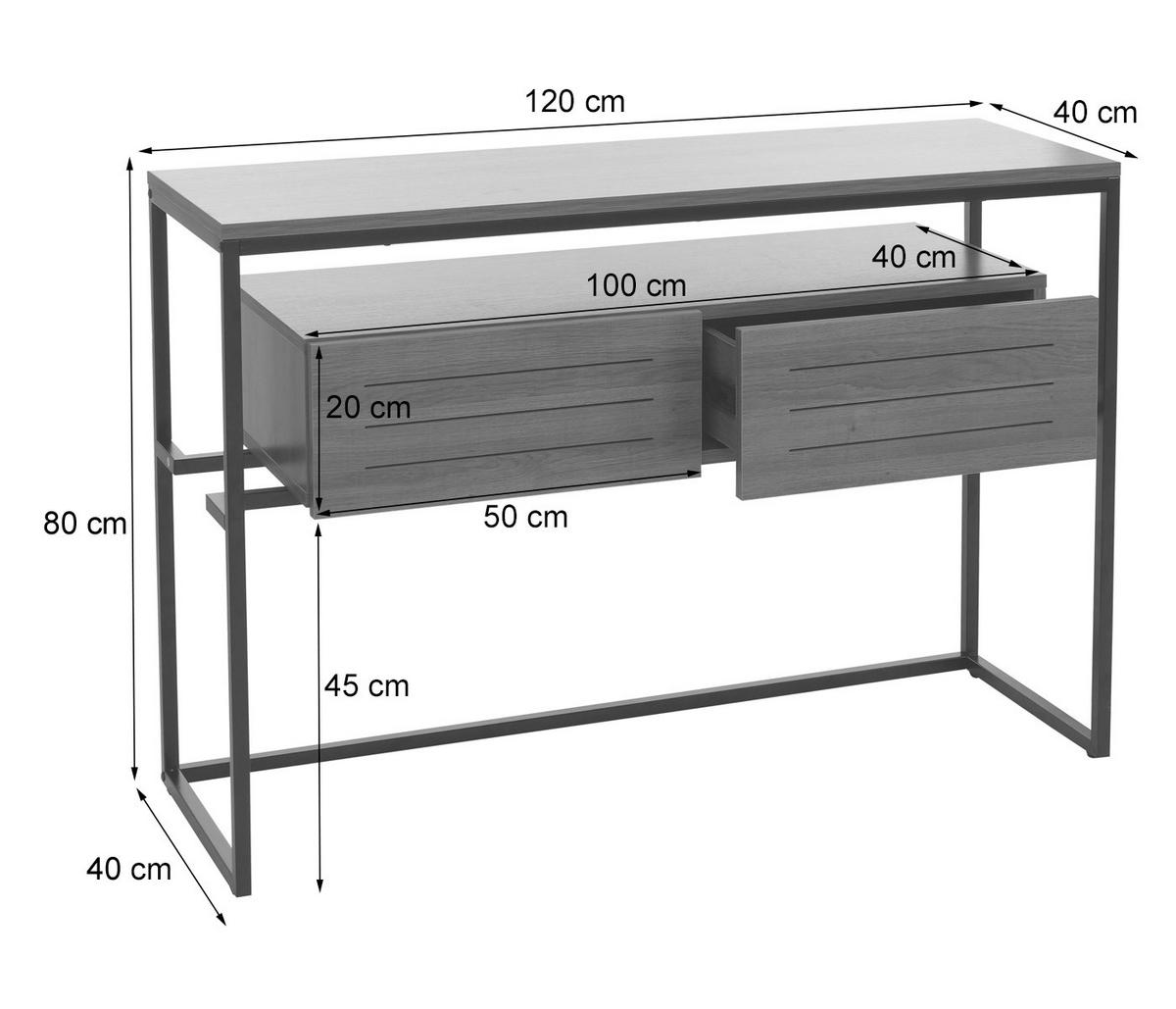 KONSOLENTISCH rechteck Braun - Braun, Holz (40/120/80cm) - MCW