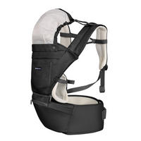 BABYTRAGE Chloe 3 in 1 schwarz weiß Hüftsitz, 8 Tragepositionen, Bauch- und Rückentrage, ab 5 Monate - Schwarz, Textil (25/15/39cm) - Kikka boo