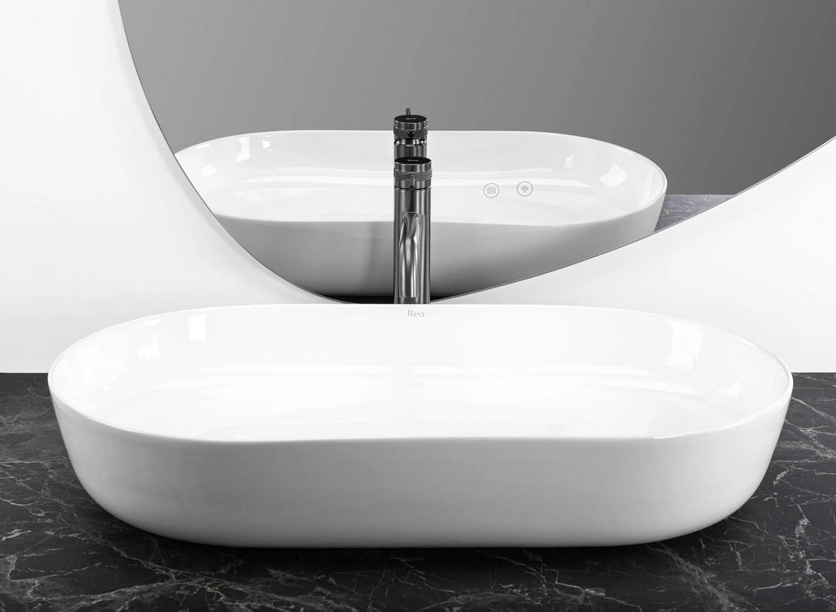 AUFSATZWASCHBECKEN Cleo 71 White – Rea - Weiß, Keramik (39.5/13/70cm) - REA