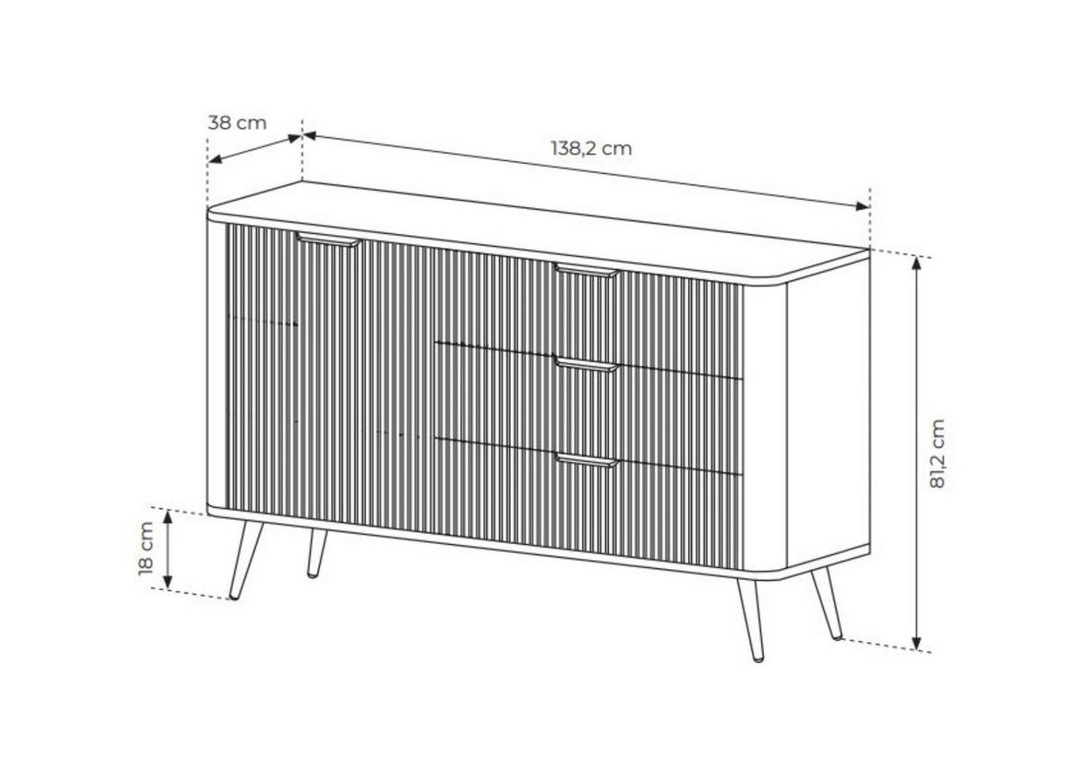 KOMMODE mit drei Schubladen und Drehtür GLAMOUR BELLO Beige - Beige, Holzwerkstoff (138/81/38cm) - Compleo24