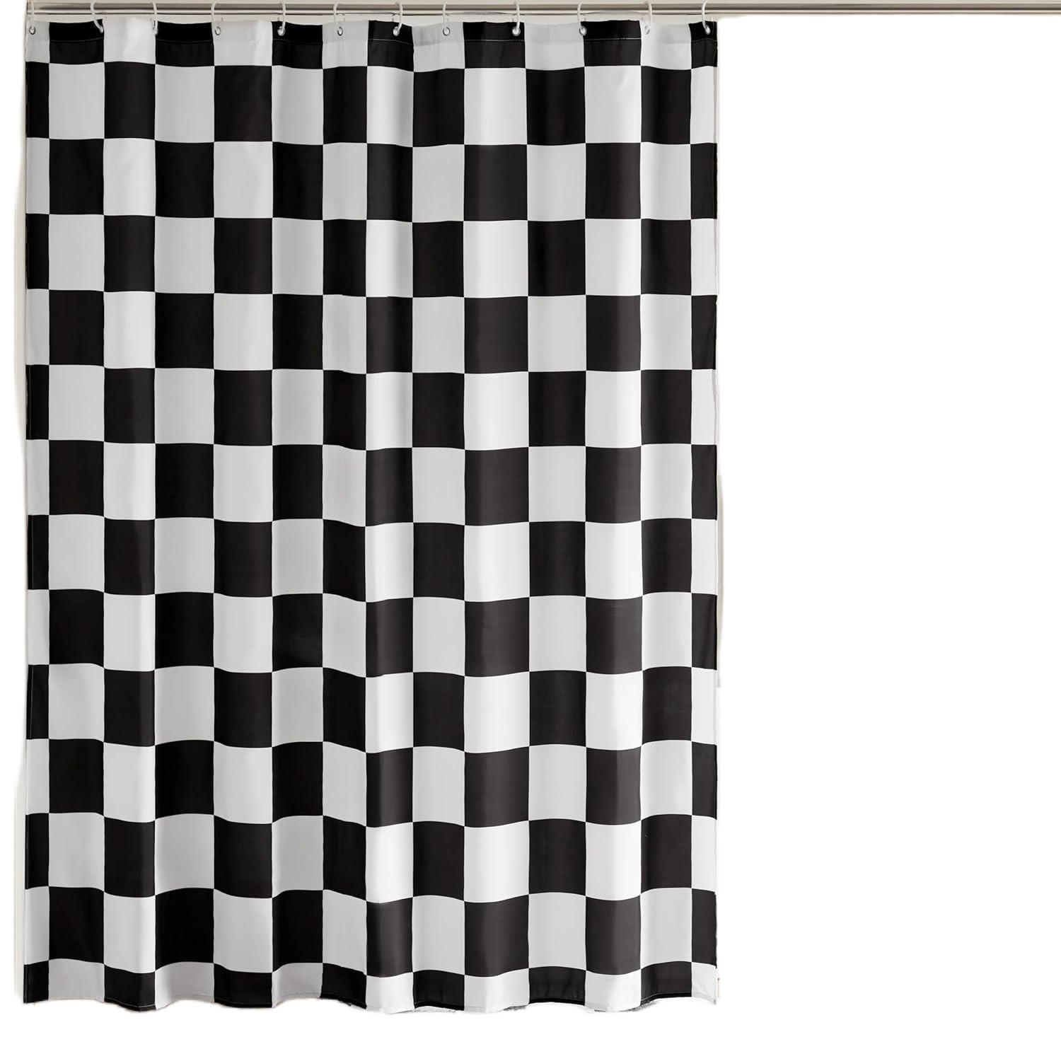 DUSCHVORHANG Karierter 180 x 180 cm - Schwarz, Textil (180/180cm) - Kaket