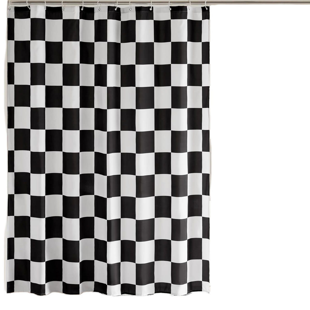 DUSCHVORHANG Karierter 180 x 180 cm - Schwarz, Textil (180/180cm) - Kaket