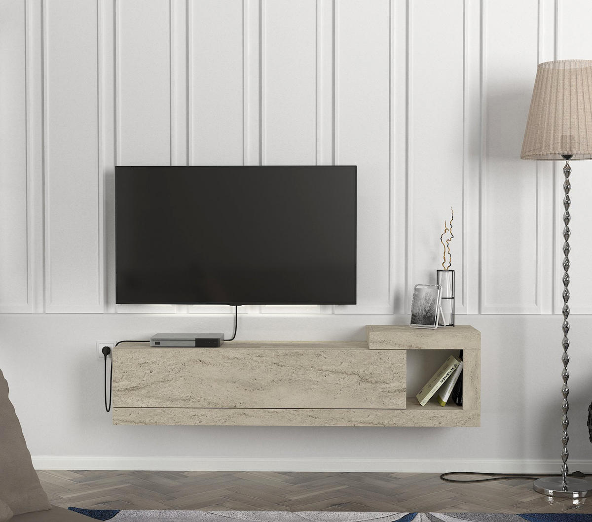 MOEBEL17 TV Lowboard 150 cm – Modernes Lowboard TV Schrank – TV Board Wohnzimmer – Fernsehtisch – TV Möbel Sideboard Modern – Modell Bliss - Beige, Holzwerkstoff (150/37/30cm) - moebel17