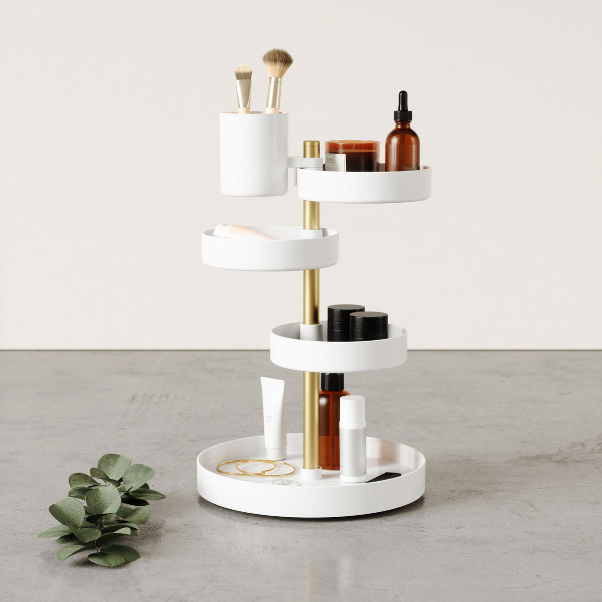 KOSMETIK-ORGANIZER Pirouette, Messing - Weiß, Kunststoff (23/35/23cm) - Umbra