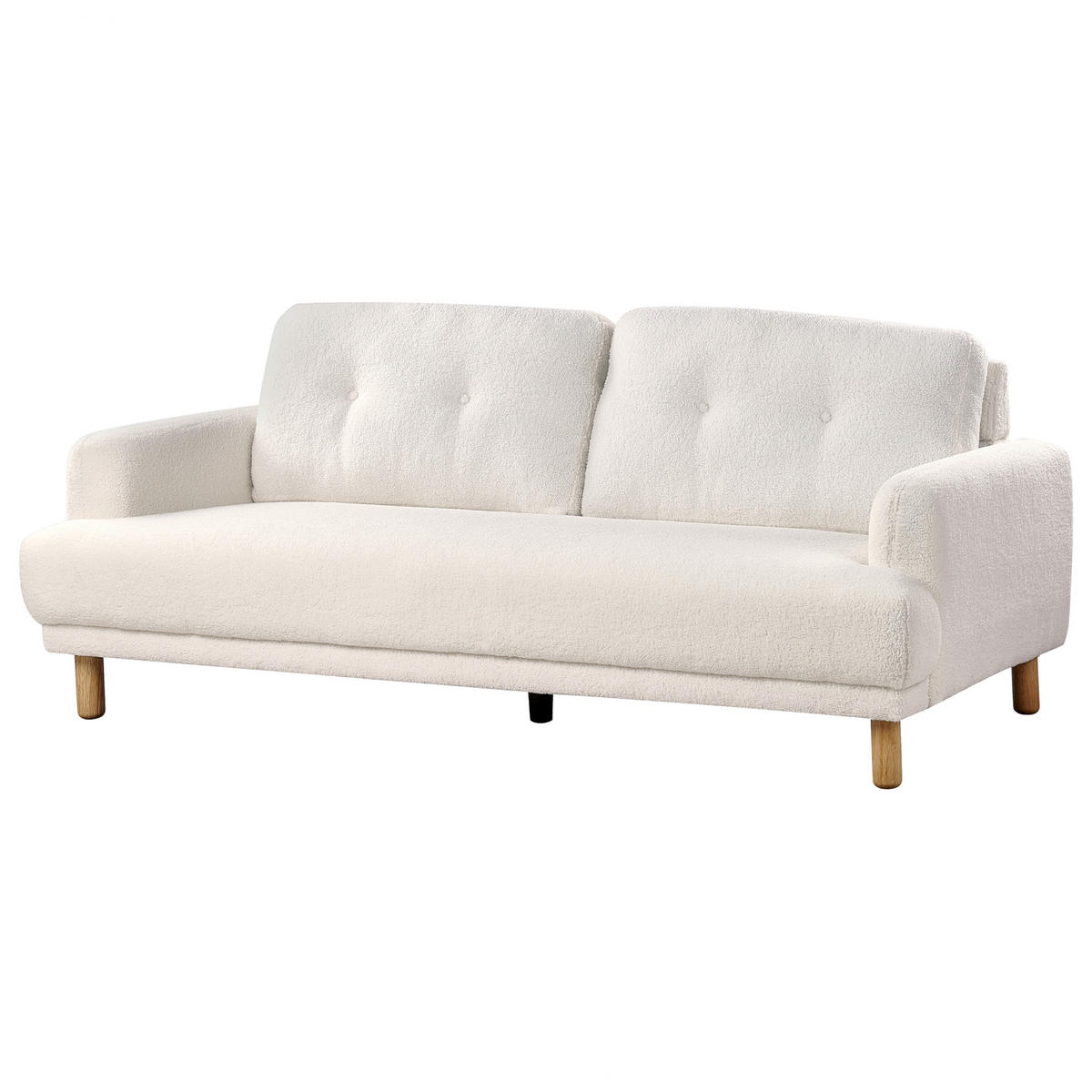 3-SITZER-SOFA Bouclé Weiß Tuve - Hellbraun/Weiß, Textil (199/85/90cm) - Beliani