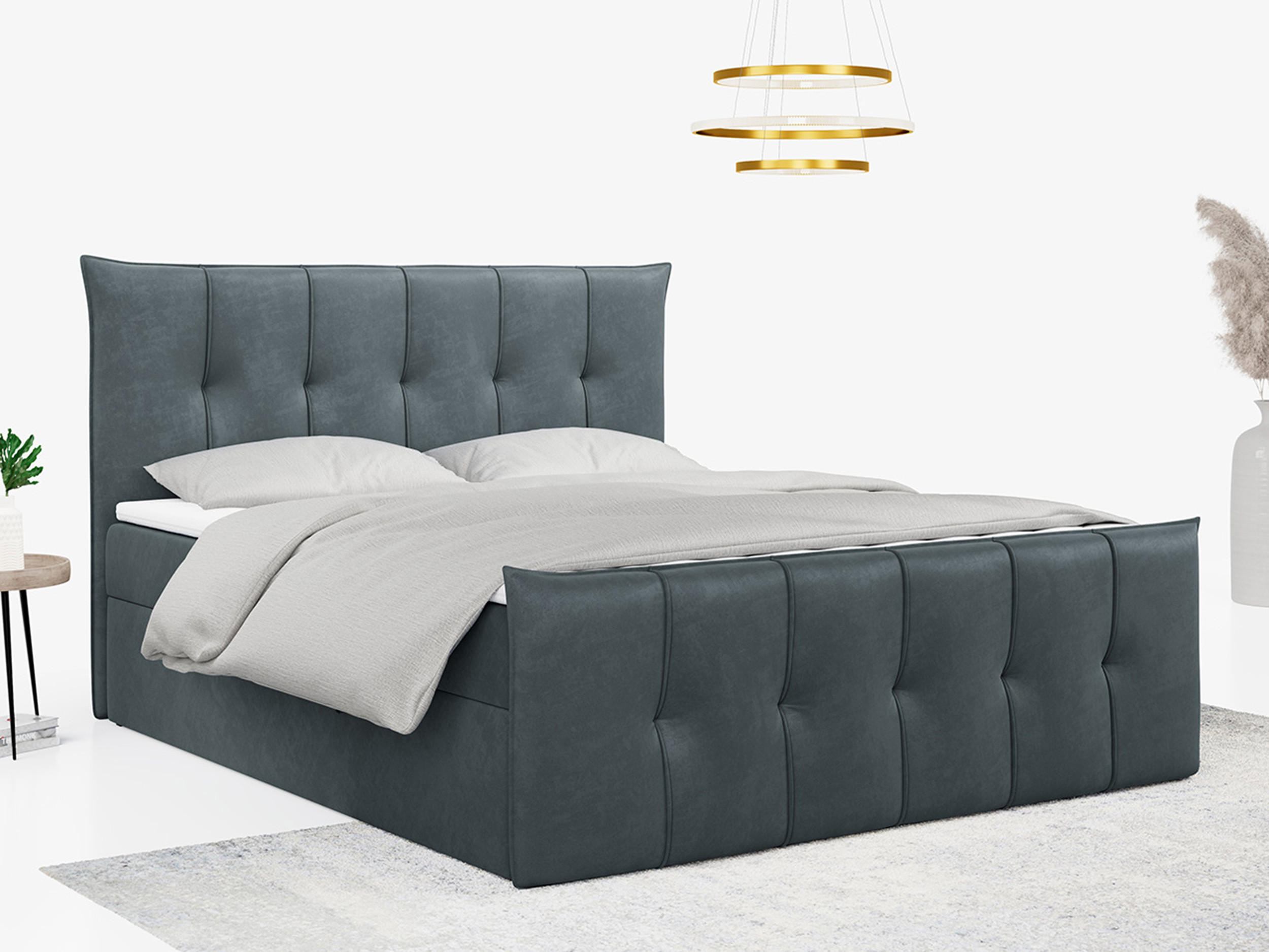 BOXBETT PREMIUM 11 160/200 Dunkelgrau Velvet - H4 - Dunkelgrau, Holz/Textil (160/200cm) - MKS