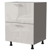SCHUBLADENUNTERSCHRANK Brerra D2A/60/1A Korpus grau / Front RAL 9001 creme Hochglanz 60 / 50 / 82 cm - Creme/Grau, Holz/Holzwerkstoff (60/82/50cm) - Feldmann-Wohnen