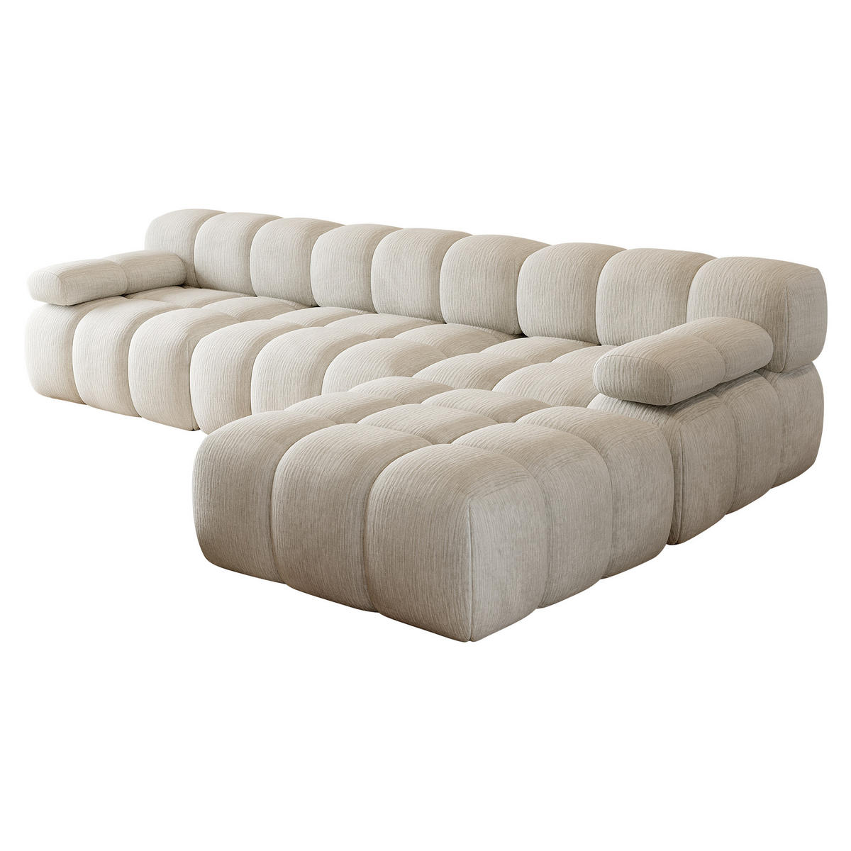 ECKSOFA 300/200/68 cm Weiß Stoff mit 1 Fußhocker - Weiß, Textil (200/300cm) - Oxeza