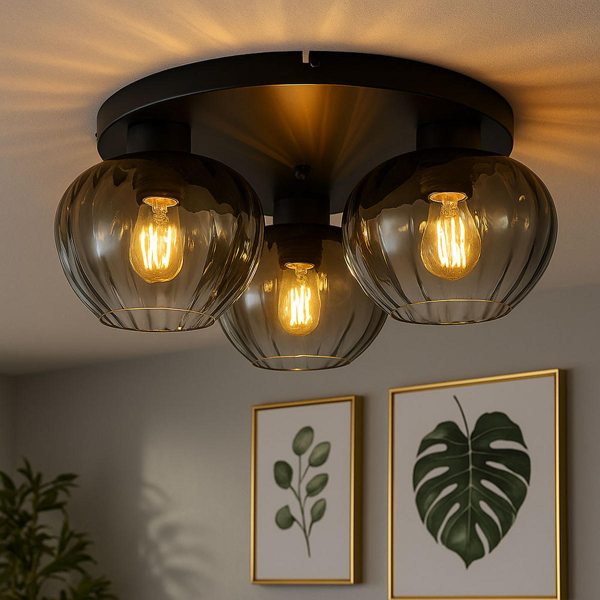 KRONLEUCHTER TOY Schwarz Rauchglas - Schwarz, Glas (45/45/20.5cm) - Nowa