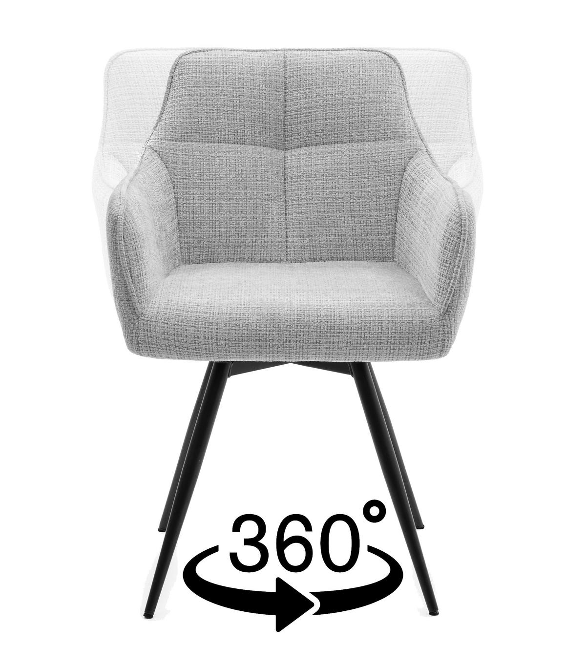 STUHL QUATTRO drehbar gepolsterter mit Steppung - hellbeige - Chenille - Ecru/Beige, Textil/Metall (58/86/60cm) - NEW HOME