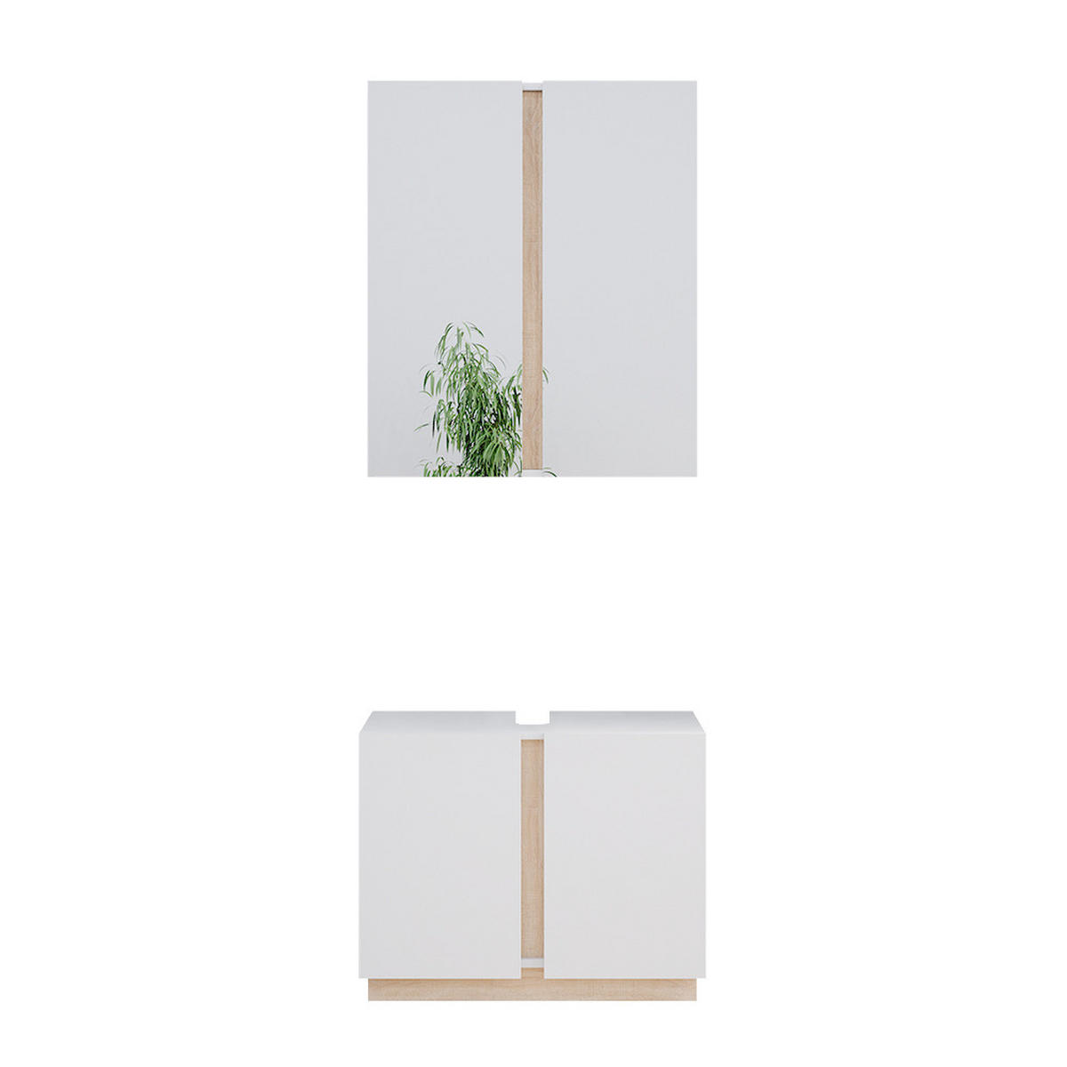 BADMÖBEL-SET Gloria Weiß 2 Teile - Weiß/Sonoma Eiche, Holzwerkstoff (70/55/34cm) - Vicco