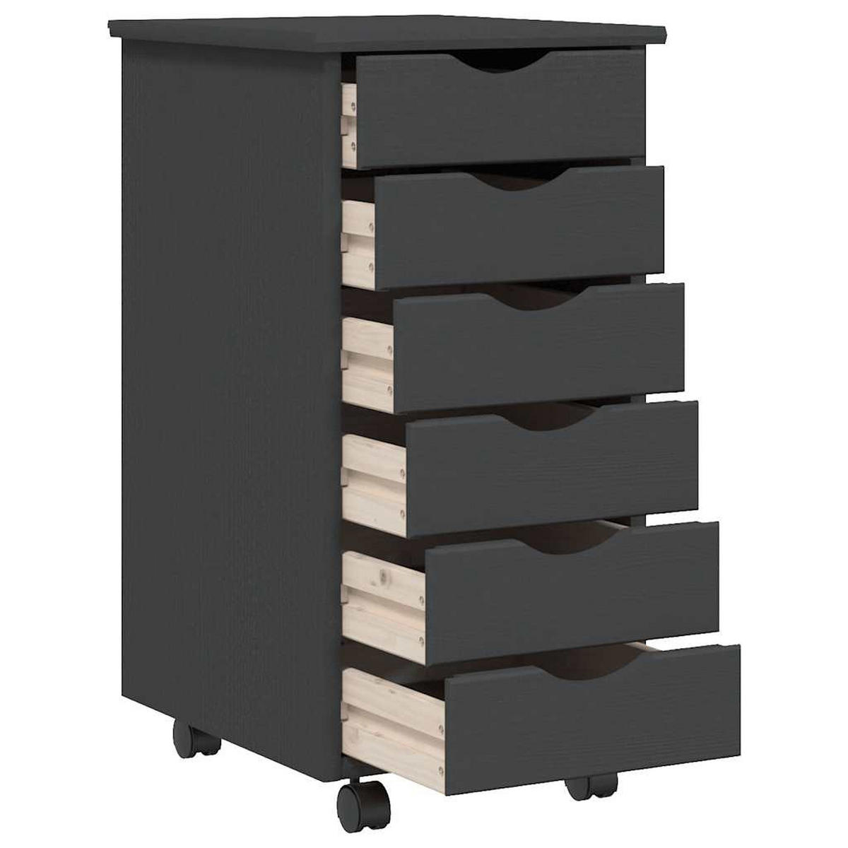 ROLLSCHRANK Mit Schubladen Moss Grau Massivholz Kiefer - Grau, Holz (39/65.5/34cm) - vidaXL