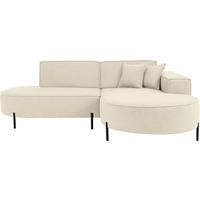 ECKSOFA Hana Loft 3-Sitzer Ecke Rechts, Boucle, Beige 241/80/168 cm - Beige/Schwarz, Textil/Metall (241/168cm) - WFL GROUP