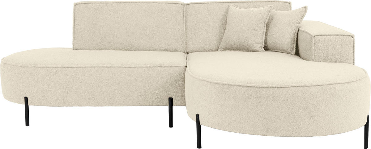 ECKSOFA Hana Loft 3-Sitzer Ecke Rechts, Boucle, Beige 241/80/168 cm - Beige/Schwarz, Textil/Metall (241/168cm) - WFL GROUP