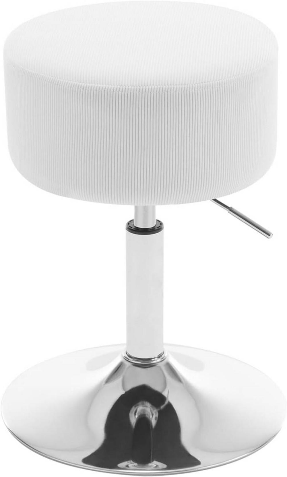 SITZHOCKER rund, drehbar, Cord-Sitzfläche, Weiß - Silberfarben/Weiß, Textil/Metall (38.5/52/38.5cm) - Woltu