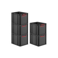 EUROBOX 5x NextGen Color 32x30x40 cm 30 Liter Griffe rot zu, Schwarz - Rot/Schwarz, Kunststoff (30/32/40cm) - PROREGAL