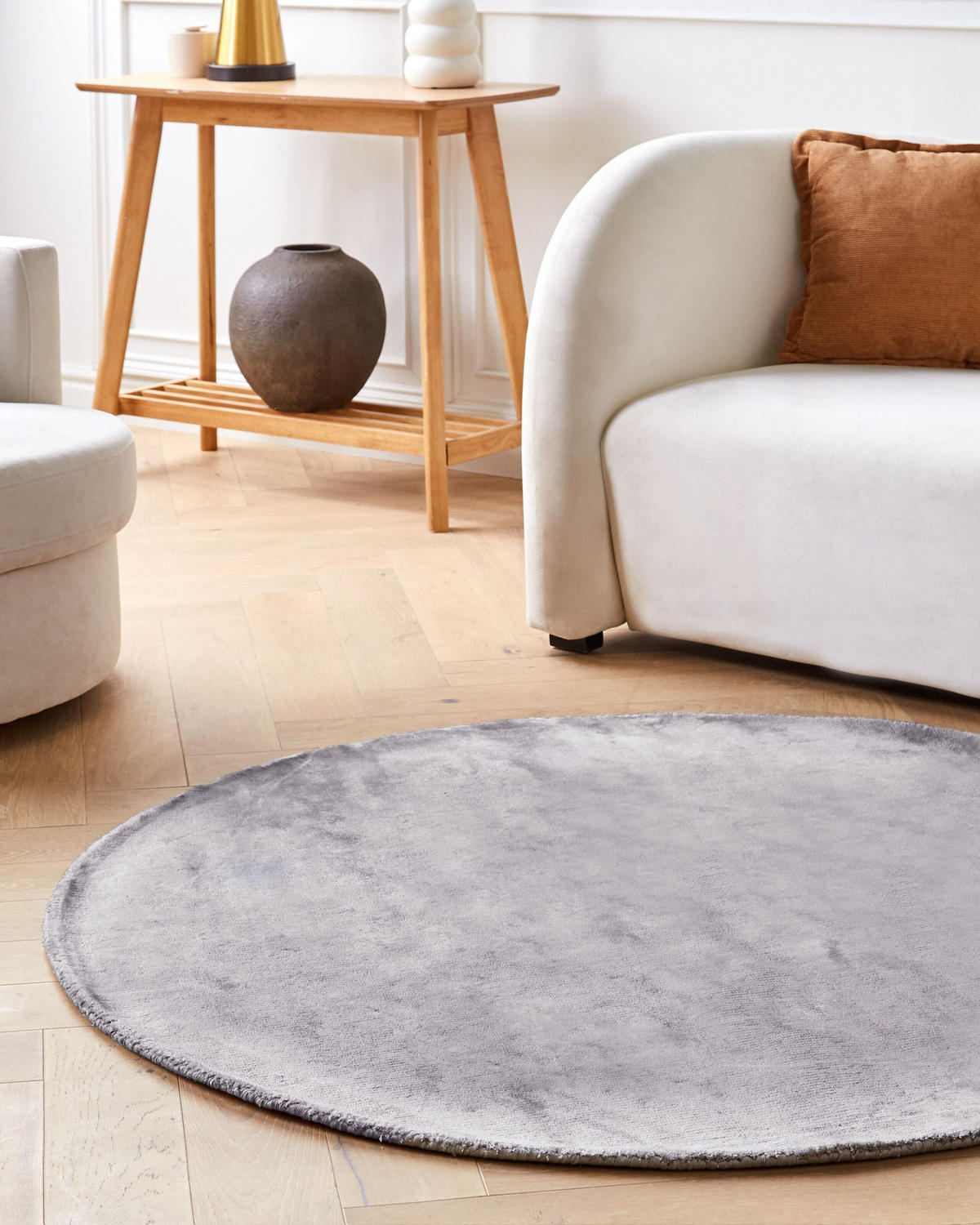 KURZFLOR-TEPPICH Gesi II 140/140 cm - Grau, Naturmaterialen (140/140cm) - Beliani