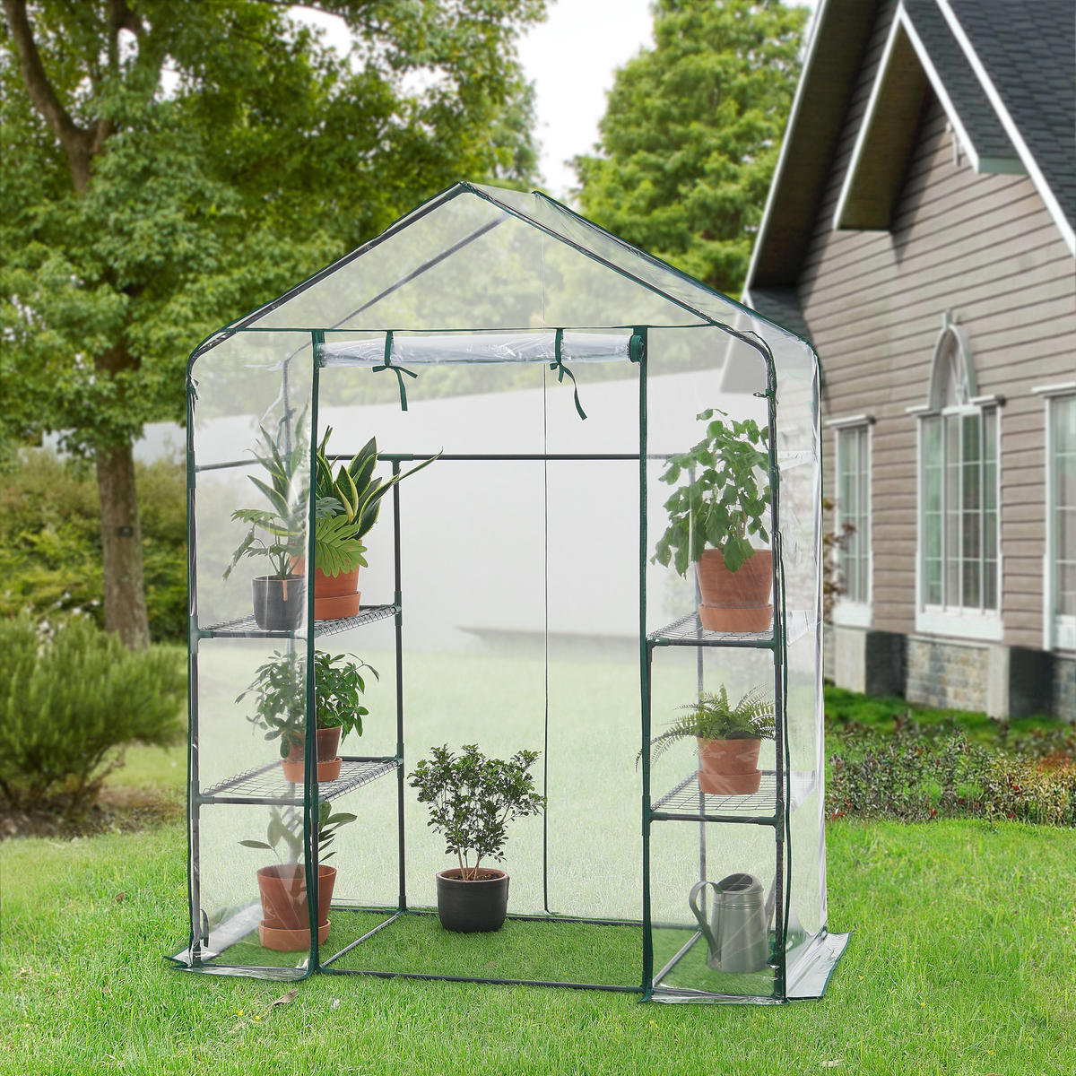 GEWÄCHSHAUS Hoorn - Transparent, Kunststoff (140/195/73cm) - [en.casa]