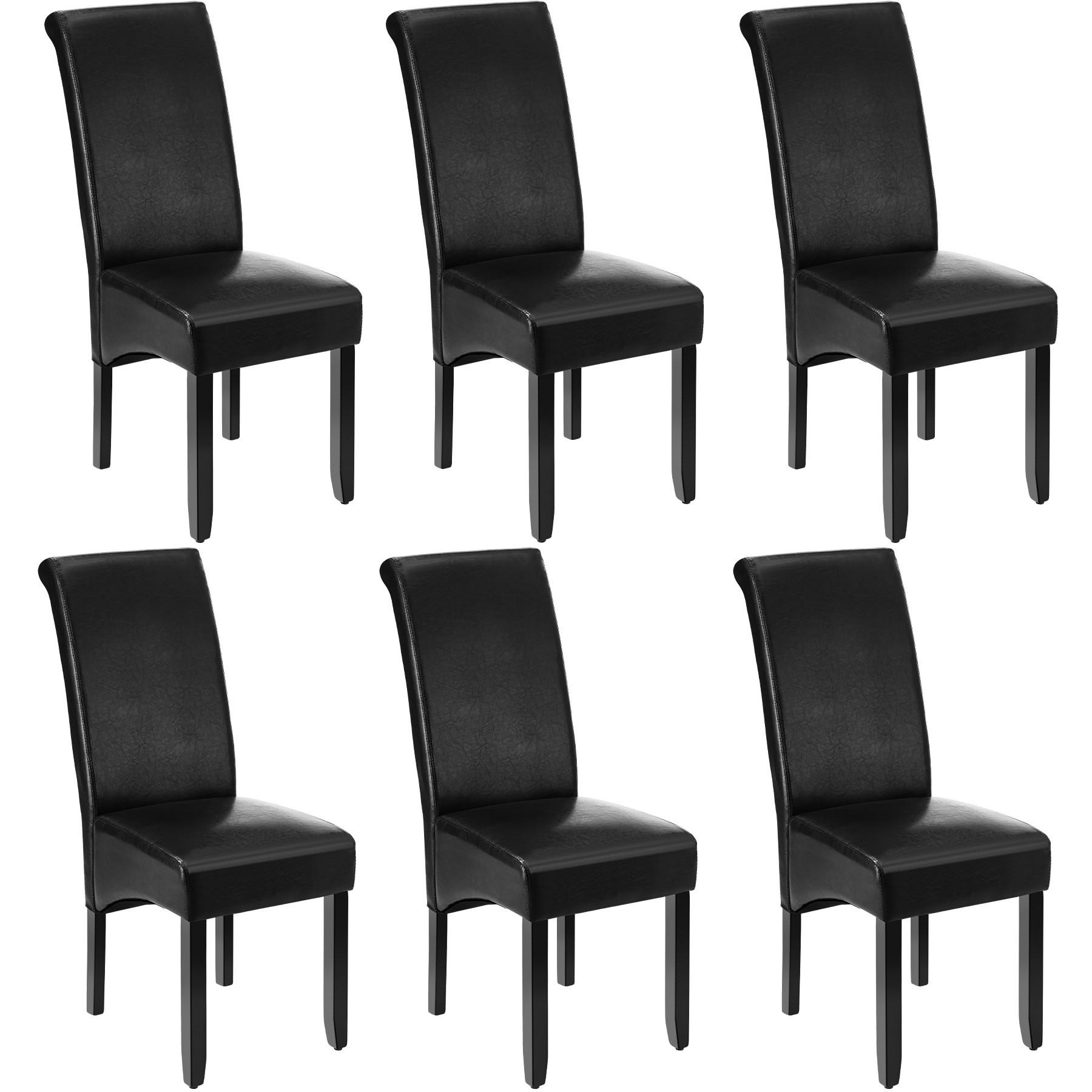 ESSZIMMERSTUHL 6er Set 44 x 63 x 106 cm schwarz - Schwarz, Textil (44/106/45cm) - tectake