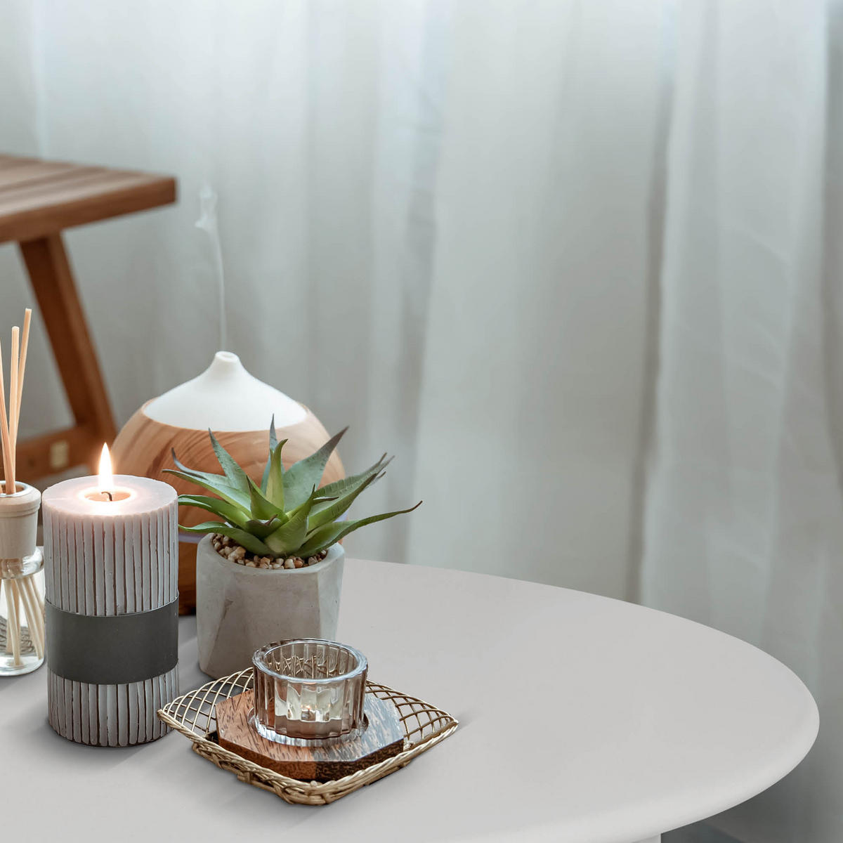 BEISTELLTISCH Finn Ø 53/36 cm Weiß - Weiß, Metall (53/53/36cm) - BoMoe