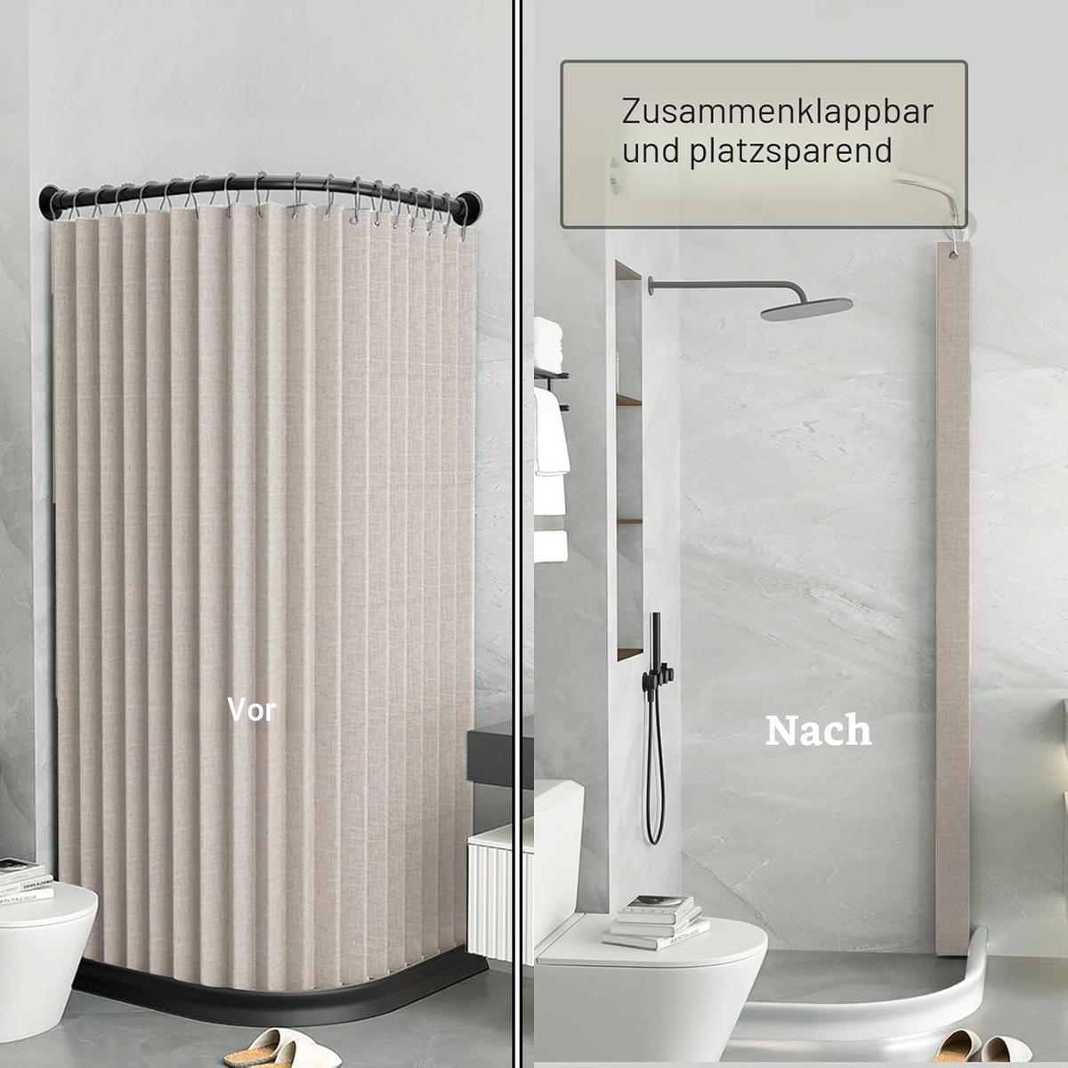 DUSCHVORHANG, Beige, faltbar, 120 x 200 cm - Beige, Textil (120/200cm)